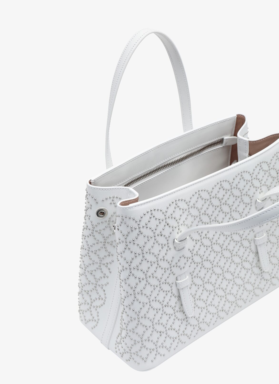 Mina Pocket 25 Tote Bag ALAÏA WHITE MINA POCKET 25 TOTE BAG